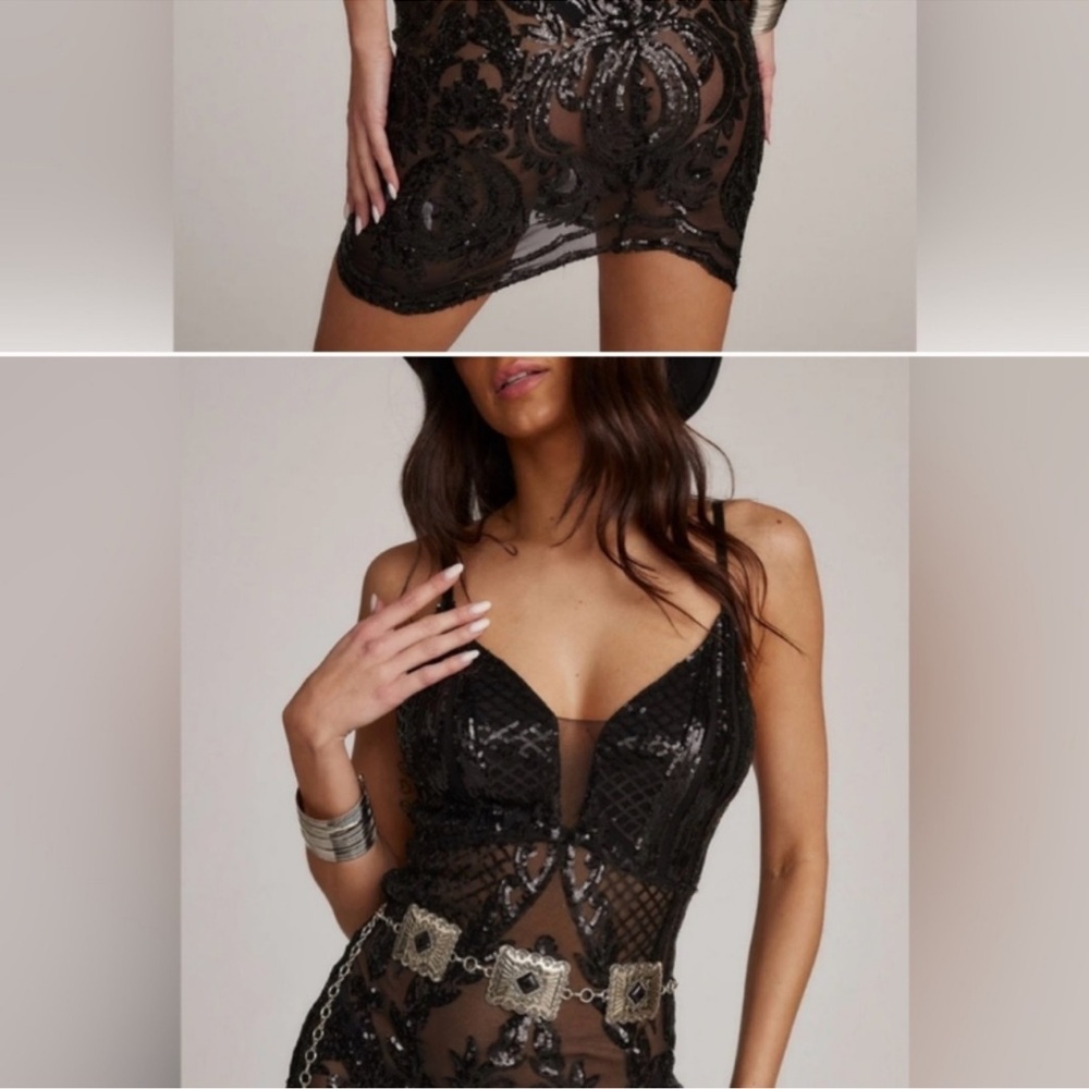 12th Tribe Black Sequin Dress